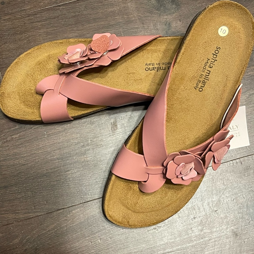 Pink leather sandals - Picture 2 of 5